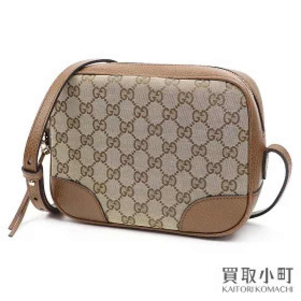 Gucci GG Canvas Shoulder Bag Beige Brown Interlocking GG Crossbody Clutch DISCO